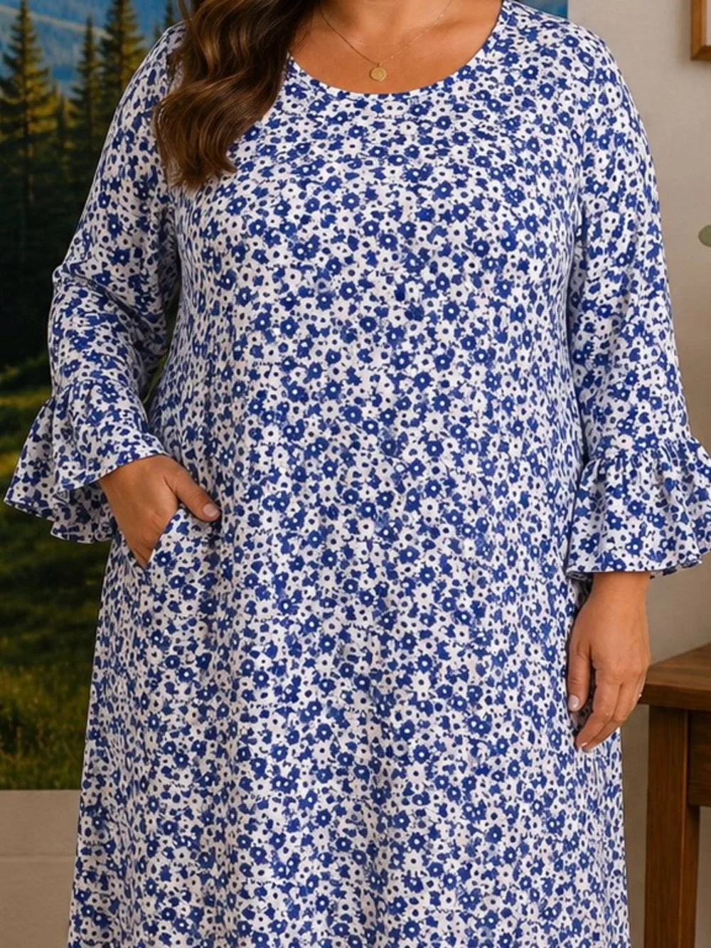 Michael Kors Blue and White Floral Dress